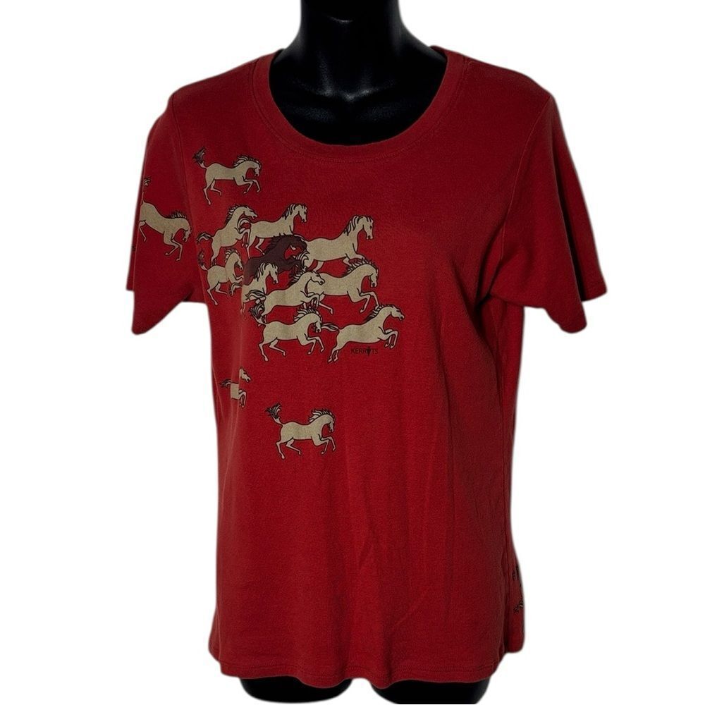 Kerrits women’s large burnt orange horse graphic equestrian tee shirt